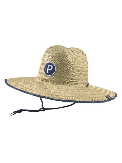 Puma Straw Sunbucket P Hat - Bright White/Navy Blazer